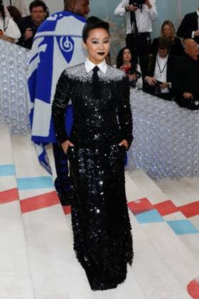 Stephanie Hsu arrives on the red carpet for The Met Gala at The Metropolitan Museum of Art celebrating the opening of Karl Lagerfeld: A Line of Beauty in New York City on Monday, May 1, 2023.  NYNYP202305019005 JOHNxANGELILLO