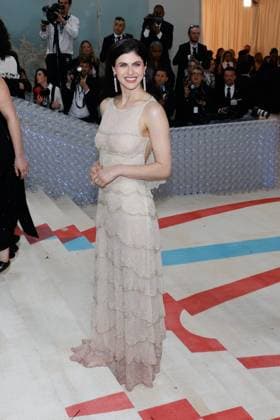 Alexandra Daddario arrives on the red carpet for The Met Gala at The Metropolitan Museum of Art celebrating the opening of Karl Lagerfeld: A Line of Beauty in New York City on Monday, May 1, 2023.  NYP202305015024 JOHNxANGELILLO