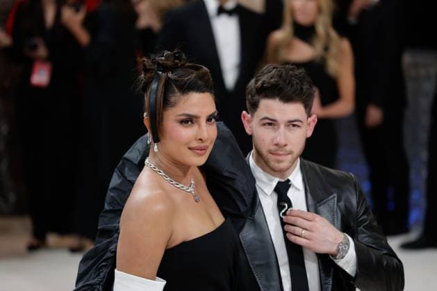 Priyanka Chopra and Nick Jonas arrives on the red carpet for The Met Gala at The Metropolitan Museum of Art celebrating the opening of Karl Lagerfeld: A Line of Beauty in New York City on Monday, May 1, 2023.  NYP202305015245 JOHNxANGELILLO