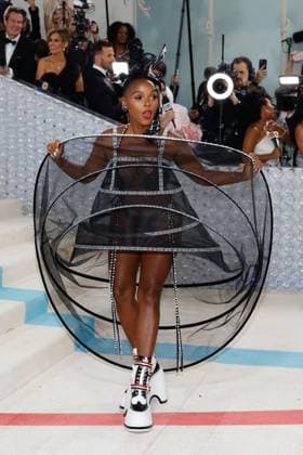 Janelle Monae arrives on the red carpet for The Met Gala at The Metropolitan Museum of Art celebrating the opening of Karl Lagerfeld: A Line of Beauty in New York City on Monday, May 1, 2023.  NYP202305015041 JOHNxANGELILLO