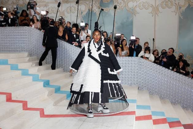 Janelle Monae arrives on the red carpet for The Met Gala at The Metropolitan Museum of Art celebrating the opening of Karl Lagerfeld: A Line of Beauty in New York City on Monday, May 1, 2023.  NYP202305015039 JOHNxANGELILLO