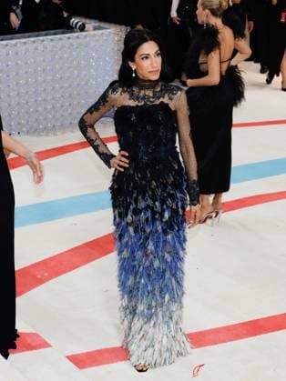 Huma Abedin arrives on the red carpet for The Met Gala at The Metropolitan Museum of Art celebrating the opening of Karl Lagerfeld: A Line of Beauty in New York City on Monday, May 1, 2023.  NYP202305011475 JOHNxANGELILLO