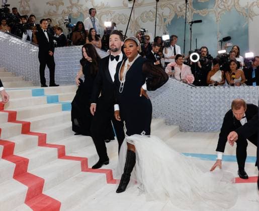 Serena Williams and Alexis Ohanian arrive on the red carpet for The Met Gala at The Metropolitan Museum of Art celebrating the opening of Karl Lagerfeld: A Line of Beauty in New York City on Monday, May 1, 2023.  NYP202305015055 JOHNxANGELILLO