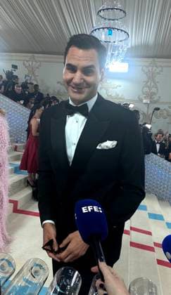 Former Swiss tennis player Roger Federer, co-host of the Met Gala 2023, speaks to the media in New York , USA, 01 May 2023. Met Gala in New York !ACHTUNG: NUR REDAKTIONELLE NUTZUNG!  Copyright: xOctavioxGuzmánx AME6131 20230502-70a98d7a7fc4fdfb6bcfc017ff1d0732d3066d2c