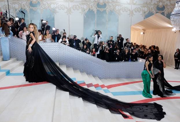 Rita Ora arrives on the red carpet for The Met Gala at The Metropolitan Museum of Art celebrating the opening of Karl Lagerfeld: A Line of Beauty in New York City on Monday, May 1, 2023.  NYP2023050190030 JOHNxANGELILLO