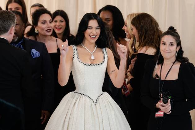 Dua Lipa arrives on the red carpet for The Met Gala at The Metropolitan Museum of Art celebrating the opening of Karl Lagerfeld: A Line of Beauty in New York City on Monday, May 1, 2023.  NYP2023050190035 JOHNxANGELILLO