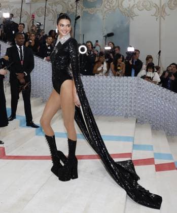 Kendall Jenner arrives on the red carpet for The Met Gala at The Metropolitan Museum of Art celebrating the opening of Karl Lagerfeld: A Line of Beauty in New York City on Monday, May 1, 2023.  NYP20230501120 JOHNxANGELILLO
