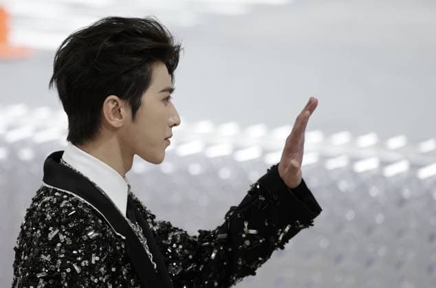 Cai Xukun arrives on the red carpet for The Met Gala at The Metropolitan Museum of Art celebrating the opening of Karl Lagerfeld: A Line of Beauty in New York City on Monday, May 1, 2023.  NYP20230501115 JOHNxANGELILLO