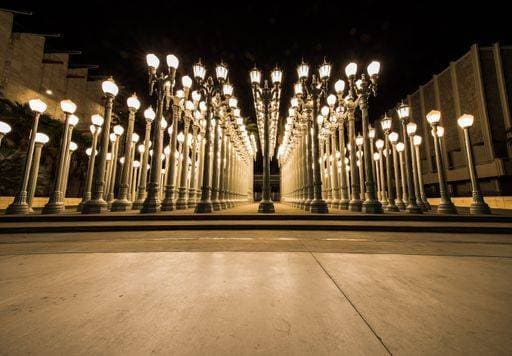 RECORD DATE NOT STATED A wide shot of Urban Light Public Art at the Will Shire Boulevard entrance to the Los Angeles County Museum of Art *** einer weiten erschossen des städtisch Licht öffentlicher Kunst im der wird Auenland Prachtstrasse Eingang an der Los AngelesÓ Landkreis Museums des Kunst 34786