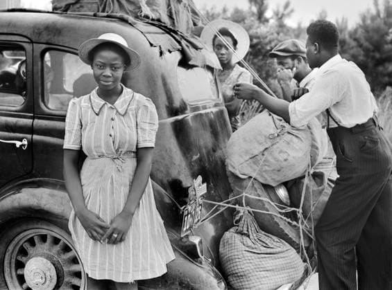 Group of Florida Migrants on their way to Cranberry, New Jersey, to pick Potatoes, Near Shawboro, North Carolina, USA, Jack Delano, U.S. Farm Security Administration, July 1940  Copyright: xCircaxImagesx ghi-circa11598