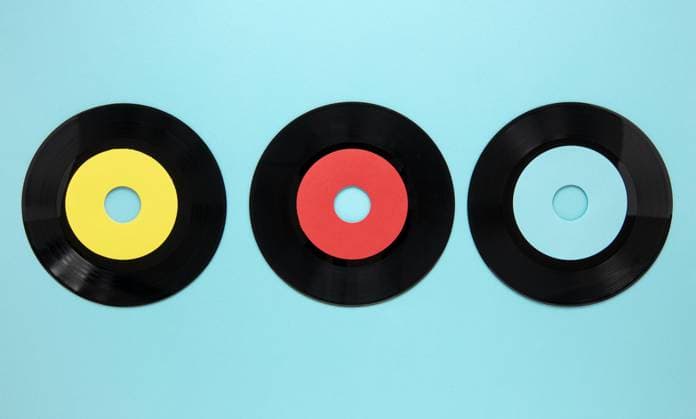 Shallow position Old Records Blue Background Copyright: imageBROKER/OleksandrxLatkun ibxole08509664.jpg