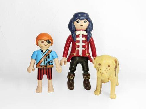 RECORD DATE NOT STATED A male Playmobil pirate figure with a bandana around his head and sword in hand, isolated against a white background *** einer männlich Playmobil Pirat Figur mit einer bandana rund seinem Kopf und Schwert ÊIn hand, isoliert gegen einer weiß Hintergrund 19395765