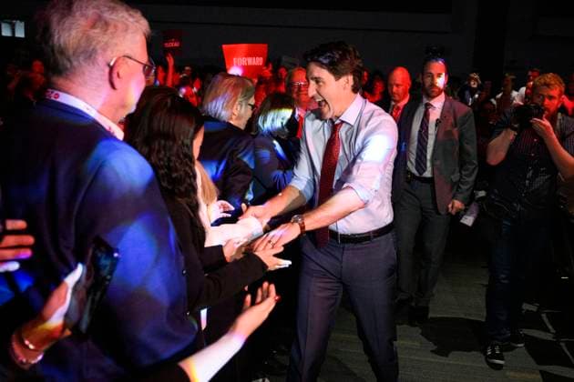 May 4, 2023, Ottawa, ON, CAN: Prime Minister Justin Trudeau greets Liberal members as he makes his way to the stage for a keynote address at the 2023 Liberal National Convention in Ottawa, on Thursday, May 4, 2023. Ottawa CAN  - ZUMAc35_ 20230504_zaf_c35_173 Copyright: xJustinxTangx