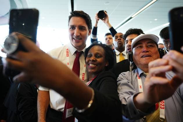 May 5, 2023, Ottawa, ON, Canada: Prime Minister Justin Trudeau poses for a photo at the Liberal party convention in Ottawa, Friday May 5, 2023. Ottawa Canada  - ZUMAc35_ 20230505_zaf_c35_017 Copyright: xSeanxKilpatrickx