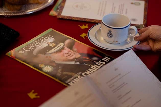 May 6, 2023, Halifax, NS, Canada: A magazine lays on the table during an early-morning viewing party of the coronation of King Charles III at Government House in Halifax on Saturday, May 6, 2023. Halifax Canada  - ZUMAc35_ 20230506_zaf_c35_021 Copyright: xDarrenxCalabresex