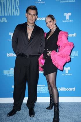 Domino Saints arrive on the red carpet at the Inaugural Latin Women in Music award show at the Watsco Center, University of Miami in Miami Florida on Saturday, May 6, 2023. The Billboard Telemundo red carpet and show will air Sunday, May 7, 2023 at 9 PM 8 CT on Telemundo and Universo.  MIA20230506117 GARYxIxROTHSTEIN