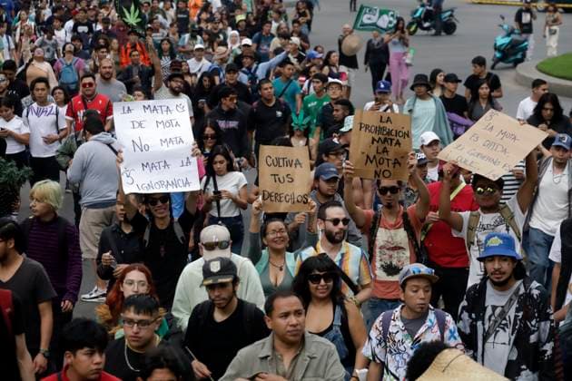 World Day for the Liberation of Marijuana in Mexico May 6, 2023, Mexico City, Mexico: Cannabis and marijuana users participate in the XXIII World Day March for the Liberation of Marijuana in Mexico in Mexico City. on May 6, 2023 in Mexico City, Mexico (Photo by Luis Barron Eyepix Group). Copyright: xLuisxBarronx xEyepixxGroupx LB_20230506_CANABIS19