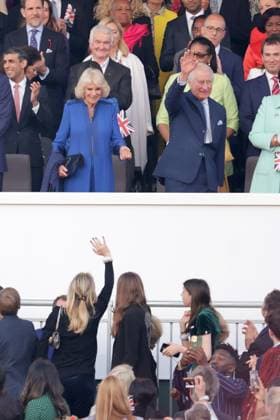 . 07 05 2023. Windsor, United Kingdom. King Charles III, Queen Camilla, Kate Middleton, the Princess of Wales, Princess Charlotte ,Prince George and Prince William, the Prince of Wales at the Coronation Concert held in the grounds of Windsor Castle, United Kingdom.  xPoolx xi-Imagesx IIM-24359-0037