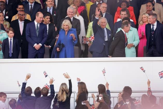 . 07 05 2023. Windsor, United Kingdom. King Charles III, Queen Camilla, Kate Middleton, the Princess of Wales, Princess Charlotte ,Prince George and Prince William, the Prince of Wales at the Coronation Concert held in the grounds of Windsor Castle, United Kingdom.  xPoolx xi-Imagesx IIM-24359-0038