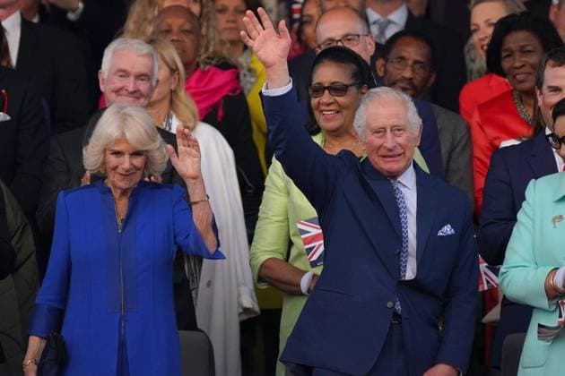 . 07 05 2023. Windsor, United Kingdom. King Charles III and Queen Camilla in the Royal Box at the Coronation Concert held in the grounds of Windsor Castle, United Kingdom.  xPoolx xi-Imagesx IIM-24359-0041