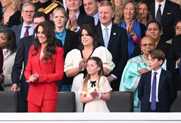 . 07 05 2023. Windsor, United Kingdom. King Charles III, Queen Camilla, Kate Middleton, Princess of Wales, Princess Charlotte and Prince George at the Coronation Concert held in the grounds of Windsor Castle, United Kingdom.  xPoolx xi-Imagesx IIM-24359-0104