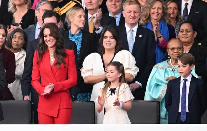 Entertainment Bilder des Tages . 07 05 2023. Windsor, United Kingdom. King Charles III, Queen Camilla, Kate Middleton, Princess of Wales, Princess Charlotte and Prince George at the Coronation Concert held in the grounds of Windsor Castle, United Kingdom.  xPoolx xi-Imagesx IIM-24359-0105