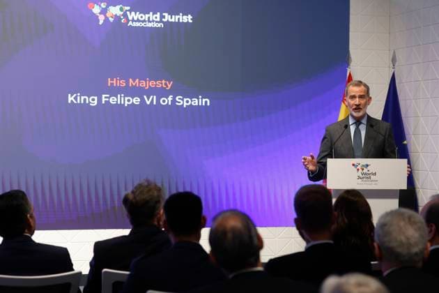 Spanish King Felipe VI gives a speech during the delivering act of the World Peace & Liberty Award to US activist Andrew Young (not at the image) during an act held in Madrid, Spain on 08 May 2023. World Peace & Liberty Award to US activist Andrew Young !ACHTUNG: NUR REDAKTIONELLE NUTZUNG!  Copyright: xJavierxLizonx GRAF5641 20230508-76e889bb7acd246f65e8f7cd7d600fccd2a25d35