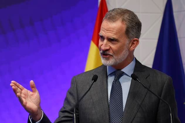 Spanish King Felipe VI gives a speech during the delivering act of the World Peace & Liberty Award to US activist Andrew Young (not at the image) during an act held in Madrid, Spain on 08 May 2023. World Peace & Liberty Award to US activist Andrew Young !ACHTUNG: NUR REDAKTIONELLE NUTZUNG!  Copyright: xJavierxLizonx GRAF5637 20230508-a2bc8a2f0d8b76cf115cd1040f1667e9b17b09a0