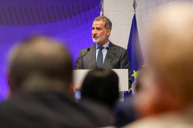 Spanish King Felipe VI gives a speech during the delivering act of the World Peace & Liberty Award to US activist Andrew Young (not at the image) during an act held in Madrid, Spain on 08 May 2023. World Peace & Liberty Award to US activist Andrew Young !ACHTUNG: NUR REDAKTIONELLE NUTZUNG!  Copyright: xJavierxLizonx GRAF5636 20230508-aa707b42a2a196c8668f662d319693500efafb0c