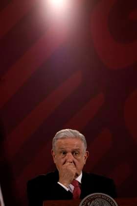 May 8, 2023, Mexico City, Mexico: Mexican President Andres Manuel Lopez Obrador at the press conference at the National Palace in Mexico City, Mexico. on May 8, 2023 in Mexico City, Mexico Mexico City Mexico - ZUMAe321 20230508_zia_e321_020 Copyright: xLuisxBarronx