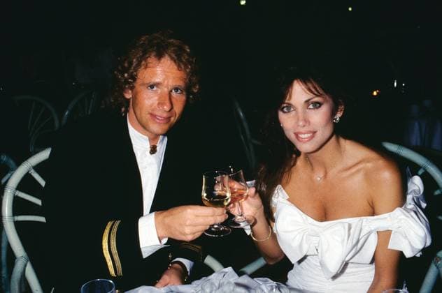 Thomas Gottschalk mit der amerikanischen Schauspielerin Deborah Shelton auf einer Abendveranstaltung, Deutschland, circa 1988. Copyright: HartwigxValdmanis Nur redaktionelle Nutzung. Editorial usage only. VAL_720001251