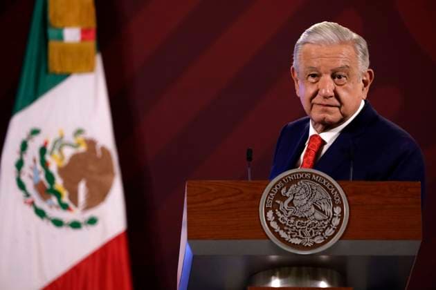 May 8, 2023, Mexico City, Mexico: Mexican President Andres Manuel Lopez Obrador at the press conference before reporters at the National Palace in Mexico City. on May 8, 2023 in Mexico City, Mexico Mexico City Mexico - ZUMAe321 20230509_zia_e321_010 Copyright: xLuisxBarronx