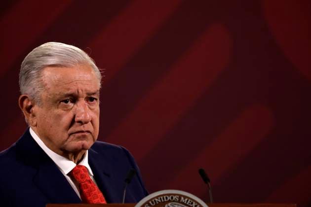 May 8, 2023, Mexico City, Mexico: Mexican President Andres Manuel Lopez Obrador at the press conference before reporters at the National Palace in Mexico City. on May 8, 2023 in Mexico City, Mexico Mexico City Mexico - ZUMAe321 20230509_zia_e321_018 Copyright: xLuisxBarronx