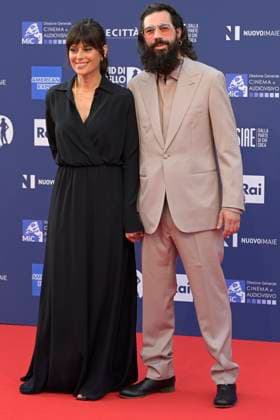 May 10, 2023, Rome, Italy: Claudia Pandolfi (L) and Marco De Angelis (R) attend the red carpet of Premi Davide di Donatello 2023 at CinecittÃ Lumina Studios. Rome Italy - ZUMAs197 20230510_zaa_s197_288 Copyright: xMarioxCartellix