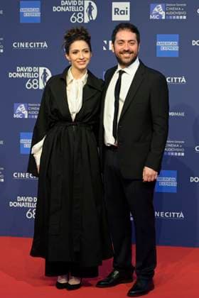 May 10, 2023, Rome, Italy: Giulia Steigerwalt (L) and Matteo Rovere (R) attend the red carpet of Premi Davide di Donatello 2023 at CinecittÃ Lumina Studios. Rome Italy - ZUMAs197 20230510_zaa_s197_290 Copyright: xMarioxCartellix