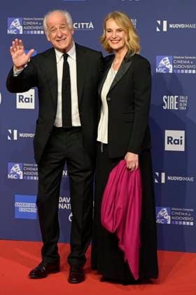 May 10, 2023, Rome, Italy: Tony Servillo (L) and Manuela Lamanna (R) attend the red carpet of Premi Davide di Donatello 2023 at CinecittÃ Lumina Studios. Rome Italy - ZUMAs197 20230510_zaa_s197_297 Copyright: xMarioxCartellix