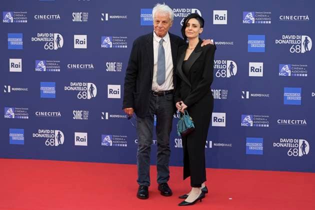 May 10, 2023, Rome, Italy: Michele Placido (L) and Federica Vincenti (R) attend the red carpet of Premi Davide di Donatello 2023 at CinecittÃ Lumina Studios. Rome Italy - ZUMAs197 20230510_zaa_s197_308 Copyright: xMarioxCartellix