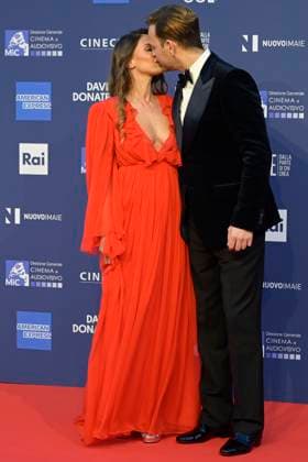 May 10, 2023, Rome, Italy: Irene Forti (L) and Alessandro Borghi (R) attend the red carpet of Premi Davide di Donatello 2023 at CinecittÃ Lumina Studios. Rome Italy - ZUMAs197 20230510_zaa_s197_323 Copyright: xMarioxCartellix