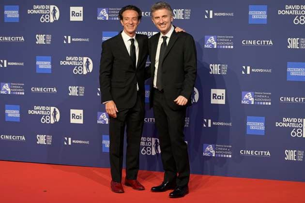 May 10, 2023, Rome, Italy: Salvo Ficarra (L) and Valentino Picone (R) attend the red carpet of Premi Davide di Donatello 2023 at CinecittÃ Lumina Studios. Rome Italy - ZUMAs197 20230510_zaa_s197_325 Copyright: xMarioxCartellix