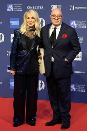May 10, 2023, Rome, Italy: Francesca Lo Schiavo (L) and Dante Ferretti (R) attend the red carpet of Premi Davide di Donatello 2023 at CinecittÃ Lumina Studios. Rome Italy - ZUMAs197 20230510_zaa_s197_330 Copyright: xMarioxCartellix