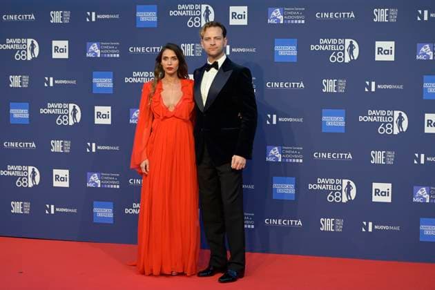 May 10, 2023, Rome, Italy: Irene Forti (L) and Alessandro Borghi (R) attend the red carpet of Premi Davide di Donatello 2023 at CinecittÃ Lumina Studios. Rome Italy - ZUMAs197 20230510_zaa_s197_343 Copyright: xMarioxCartellix