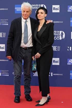 May 10, 2023, Rome, Italy: Michele Placido (L) and Federica Vincenti (R) attend the red carpet of Premi Davide di Donatello 2023 at CinecittÃ Lumina Studios. Rome Italy - ZUMAs197 20230510_zaa_s197_340 Copyright: xMarioxCartellix