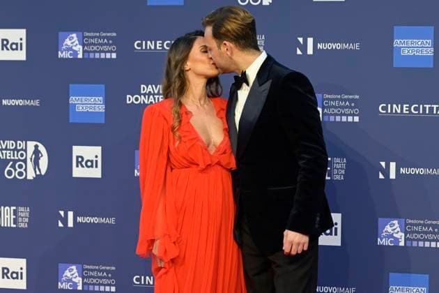 May 10, 2023, Rome, Italy: Irene Forti (L) and Alessandro Borghi (R) attend the red carpet of Premi Davide di Donatello 2023 at CinecittÃ Lumina Studios. Rome Italy - ZUMAs197 20230510_zaa_s197_432 Copyright: xMarioxCartellix
