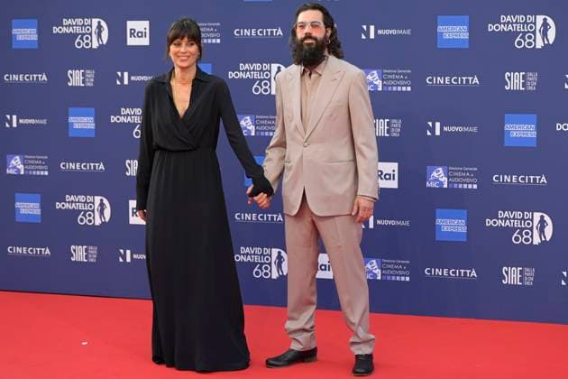May 10, 2023, Rome, Italy: Claudia Pandolfi (L) and Marco De Angelis (R) attend the red carpet of Premi Davide di Donatello 2023 at CinecittÃ Lumina Studios. Rome Italy - ZUMAs197 20230510_zaa_s197_438 Copyright: xMarioxCartellix