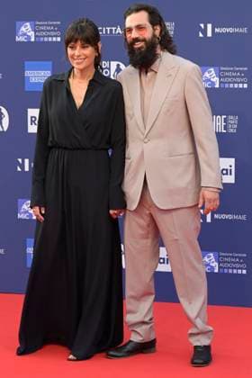 May 10, 2023, Rome, Italy: Claudia Pandolfi (L) and Marco De Angelis (R) attend the red carpet of Premi Davide di Donatello 2023 at CinecittÃ Lumina Studios. Rome Italy - ZUMAs197 20230510_zaa_s197_441 Copyright: xMarioxCartellix