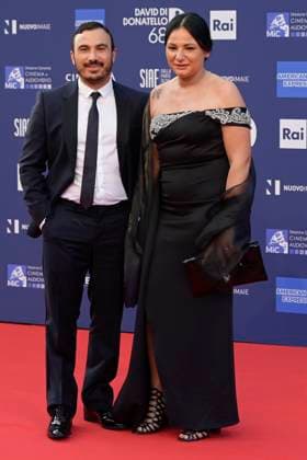 May 10, 2023, Rome, Italy: Francesco Di leva (L) and Carmela Di Leva (R) attend the red carpet of Premi Davide di Donatello 2023 at CinecittÃ Lumina Studios. Rome Italy - ZUMAs197 20230510_zaa_s197_477 Copyright: xMarioxCartellix