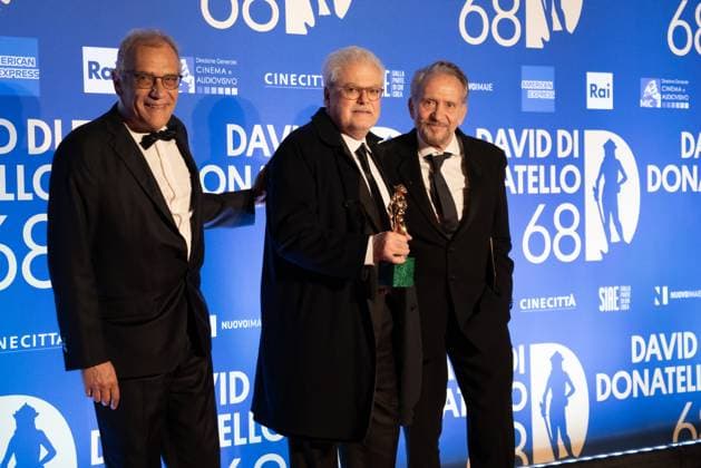 68th David Di Donatello - Winners Photocall Massimo Gaudioso, Roberto Ando and Ugo Chiti attend the 68th David Di Donatello winners photocall on May 10, 2023 in Rome, Italy  Copyright: xLucaxCarlinox originalFilename: carlino-notitle230511_npJQV.jpg