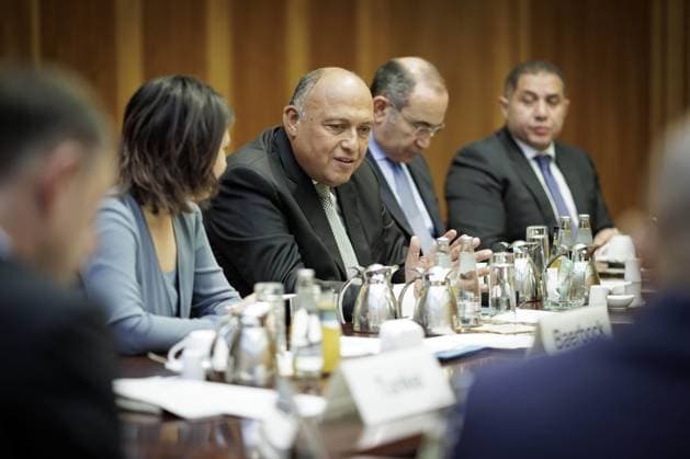 Situation in the Middle East conflict Annalena Baerbock, German Foreign Minister, invites to cloverleaf meeting in Berlin Here in the picture R L Sameh Shoukry, Foreign Minister of Egypt, and Annalena Baerbock, German Foreign Minister Berlin, 11 05 2023 Berlin Germany Copyright: xJaninexSchmitz photothek.dex