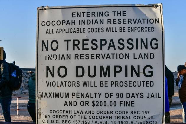 YUMA, AZ - MAY 11: Migrants seen set to cross the border at Cocopah Indian Reservation before Title 42 is set to end at 11:59pm allowing all migrants to apply for asylum after the three-year COVID-era health ban. Yuma, Arizona on May 11, 2023. Copyright: xDeeCeexCarterx