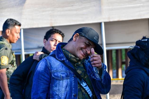 YUMA, AZ - MAY 11: Migrants seen set to cross the border at Cocopah Indian Reservation before Title 42 is set to end at 11:59pm allowing all migrants to apply for asylum after the three-year COVID-era health ban. Yuma, Arizona on May 11, 2023. Copyright: xDeeCeexCarterx